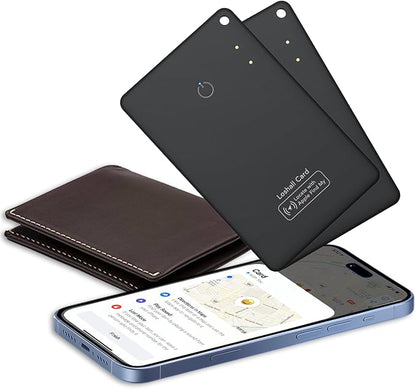 2 Pack Wallet Tracker Card [Apple MFi Certified] Air Tracker Tag (iOS only), IP68 0.06in Rechargeable Smart Card Work with Apple Find My, Keys Finder and Item Locator for Passport, Bags, Laptop, EB