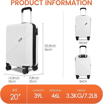 PRIMICIA GinzaTravel Luggage Sets 3-Piece Expandable Suitcases with Wheels PC+ABS Durable Hardside Luggage sets TSA lock