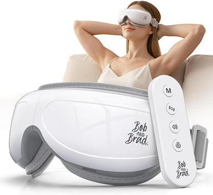 BOB AND BRAD Heated Eye Massager with Remote Control - EyeOasis 2 Plus for Migraines & Dry Eye Relief - Electric Eye Mask with Compression & Music - FSA Eligible Christmas Gifts for Women Men Mom Dad