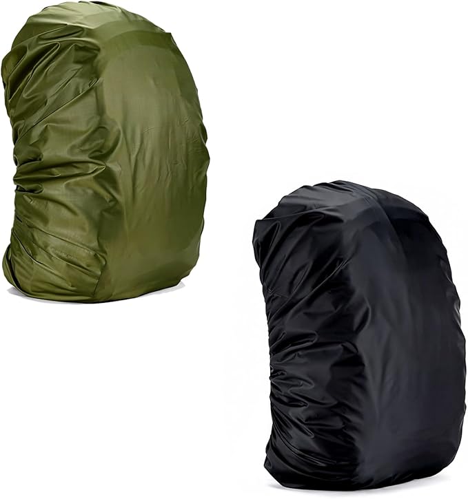 Silfrae Waterproof Rucksack Cover Backpack Rain Cover 30L-100L for Travel Climbing Hiking (Black+Green, 60L-70L)