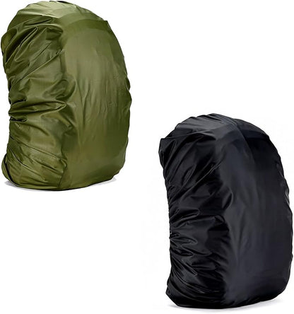 Silfrae Waterproof Rucksack Cover Backpack Rain Cover 30L-100L for Travel Climbing Hiking (Black+Green, 50L-60L)