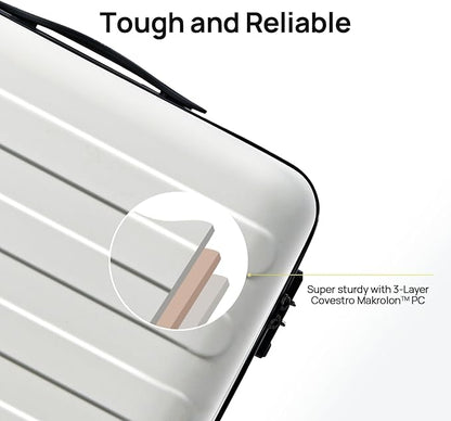 NINETYGO Large Checked Luggage 28 Inch, Checking In Luggage with Smooth Spinner Wheels, Lightweight, Hard Shell PC Suitcase, Lightweight Travel Luggage, TSA Approved (Lily White, Rhine Basic)