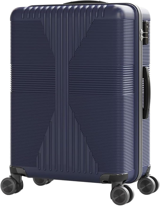 Karl home 28" Check-in Luggage, PP Hardside Checked Medium Suitcase with Wheels, Waterproof Durable Rolling Luggage with Built-in Lock for Travel Business, Blue