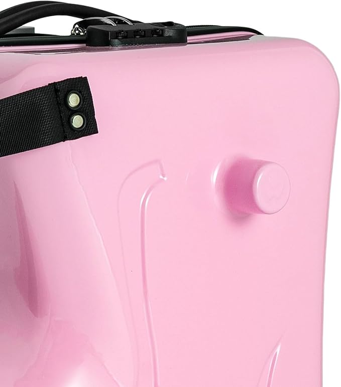 DNYSYSJ 20 Inch Children's Ride On Trolley , Portable Universal Wheel Carry On Luggage, Waterproof Unisex Boys Girls Travel Suitcase With Lock, ABS+PC (Pink)