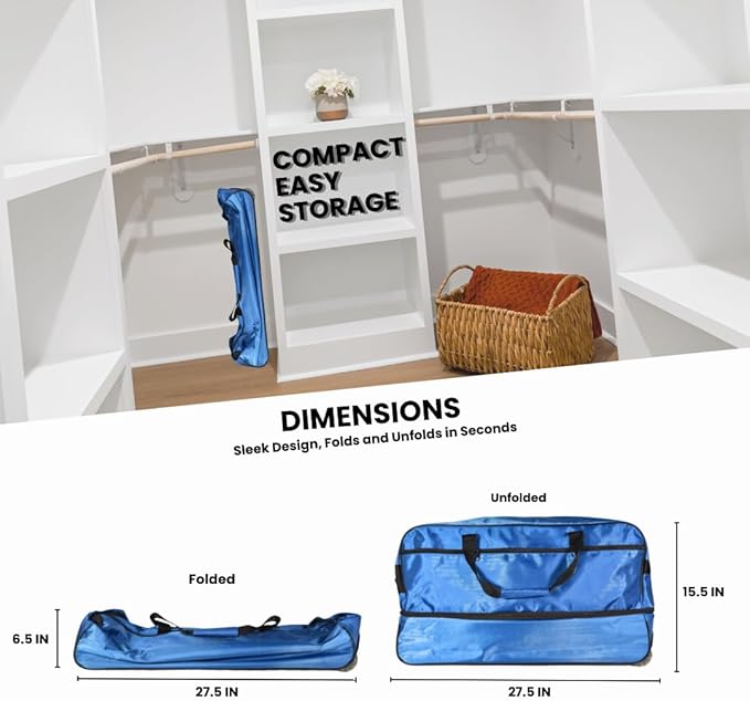 Rolling Duffel Bag Foldable Expandable Weekender Travel 28" (Blue)