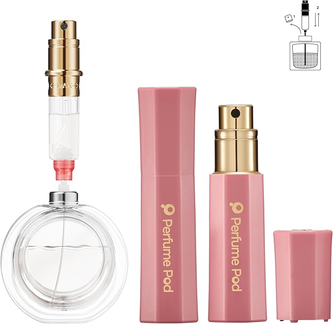 Perfume Pod Refillable Perfume Atomizer, Bottom Filling Fragrances Perfume Bottle, Mini Cologne Dispenser, Travel sized, Portable Sprayer for Women Men, Gift (FLORA01, PINK)