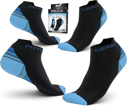 Physix Gear Short Compression Socks for Men & Women - Best Low Compression Socks Women & Men Ankle Socks with Arch Support