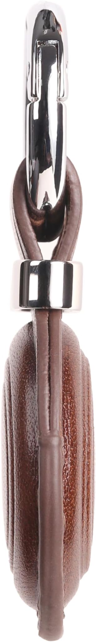 Genuine Leather AirTag Keychain Holder - Compatible with Apple AirTag Holder Keychain, Secure Hidden Air Tag Case Cover Key Chain Ring Fob Accessories (Dark Brown)