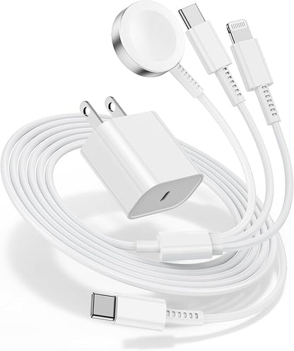 for Apple Watch Charger Fast Charging,3 in 1 Multi Chargers Cable 3.3FT with 20W USB C Charger, iWatch Cord for iWatch Series Ultra2/Ultra/SE/10/9/8/7/3/iPhone15 16 Pro Max/14/13/12/11