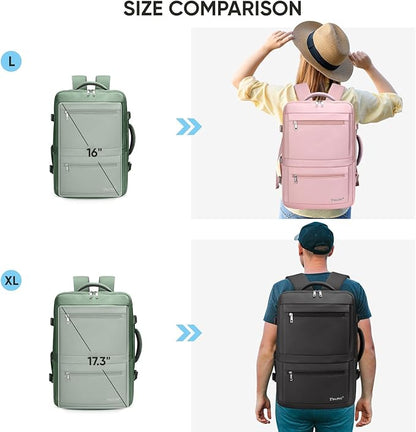 BALEINE Travel Backpack for Women Men, Large Sturdy Carry On Laptop Backpack Gifts for Business, Casual, Weekender, Hiking (Large, Olive Green)