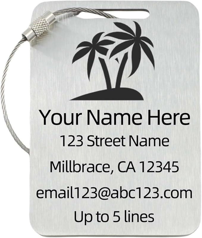 Sturdy and Durable Personalized Luggage Tags for Suitcases,Cruise Essentials Travel Tags for Luggage,Travel Bag Labels,Heavy-Duty Stainless Steel Silver Rectangular Vertical Suitcases Tags