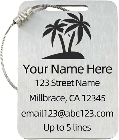 Sturdy and Durable Personalized Luggage Tags for Suitcases,Cruise Essentials Travel Tags for Luggage,Travel Bag Labels,Heavy-Duty Stainless Steel Silver Rectangular Vertical Suitcases Tags