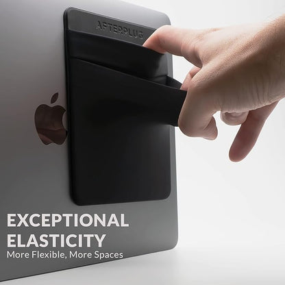 2-Pocket Adhesive Pouch for Laptop, Compatible with External 2.5" HDD, SSD, Magic Mouse, USB Cable and More - Black
