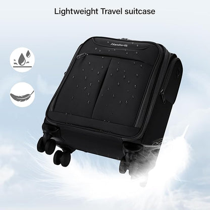 Hanke Underseat Carry On Luggage with Wheels, Lightweight Small Suitcase Airline Approved 16 Inch Softside Personal Item Travel Bag for Women Men, Compact Under Seat Luggage with Spinner Wheels,Black