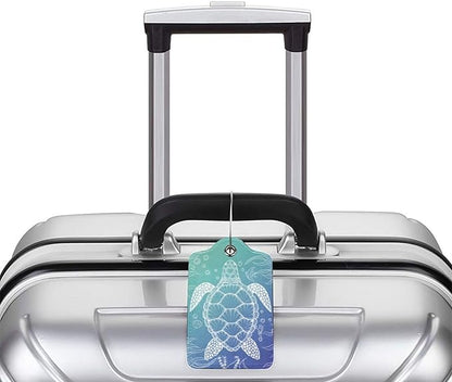 2 Pack Sea Turtle Luggage Tag for Suitcases, Cute Turtle Theme Party Decorations Leather Tags, Cruise Ship Essential Travel Unique Gift for Men Women Couples Lover, Funny Christmas Birthday Gifts