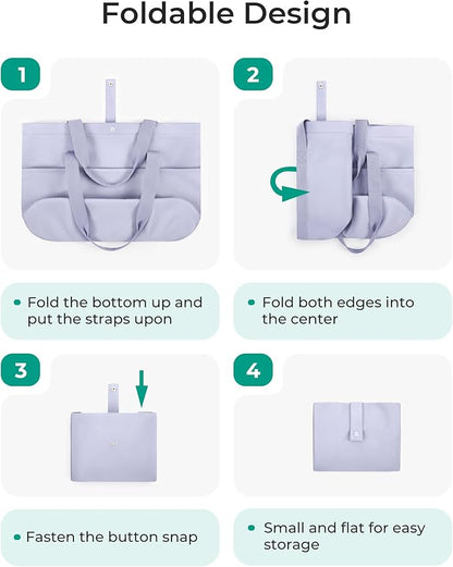BAGSMART Tote Bag for Women, Foldable Tote Bag With Zipper Travel Large Shoulder Bag Handbag for Work-16.5''l X 6''wx 14''h