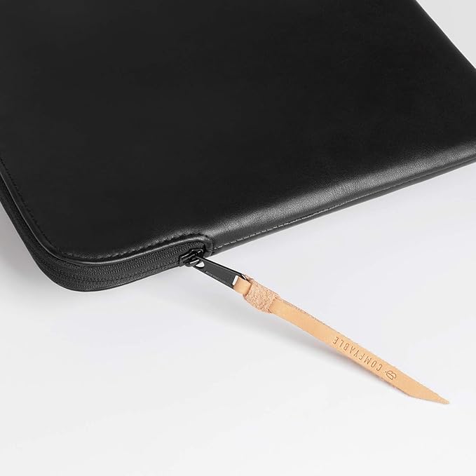 Comfyable Slim Protective Laptop Sleeve Compatible with 13/13.3/14 Inch MacBook Air & MacBook Pro, Mac Travel Case, Laptop Pouch, Slim PU Leather Cover M5/M4/M3/M2/M1 2025-2021, Black