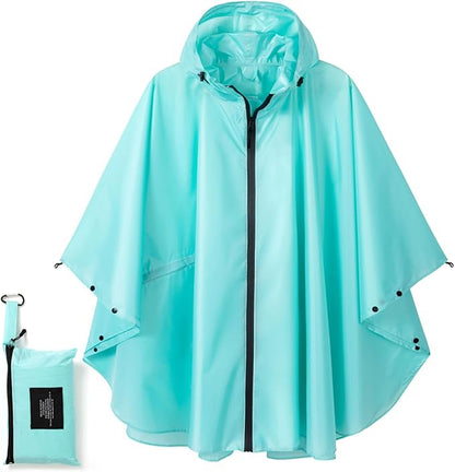 Fashion Hooded Rain Poncho Waterproof Raincoat Jacket with pocket for Women/Men/Adult