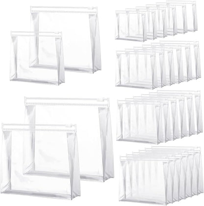 Xuniea 100 Pcs Mini Clear Makeup Bag PVC Small Travel Toiletry Organizer Pouches Bulk Waterproof Transparent Plastic Cosmetic Bag with Zipper for Women Men Travel (11'',9.8'',7.9'',5.9'')
