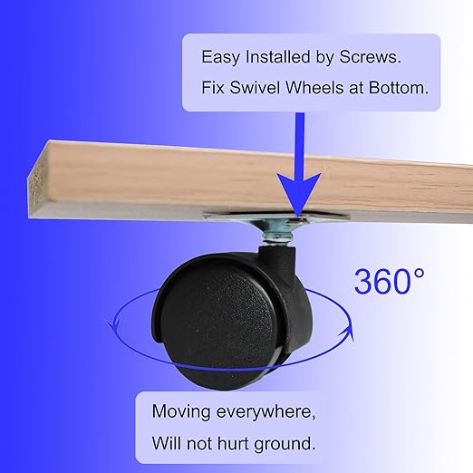 1.5 Inch Caster Wheels Replacement Universal Small Swivel Rollers for Furniture Filing Cabinet Desk Table Drawer Cart Box Shelf, 4 Pack 360 Degree Rolling Top Mounted Screw in Plate Castors