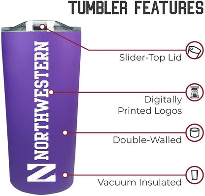 Campus Colors NCAA Stainless Steel Tumbler perfect for Gameday - 18 oz - Double Walled - Keeps Drinks Perfectly Insulated (Northwestern Wildcats - Purple)