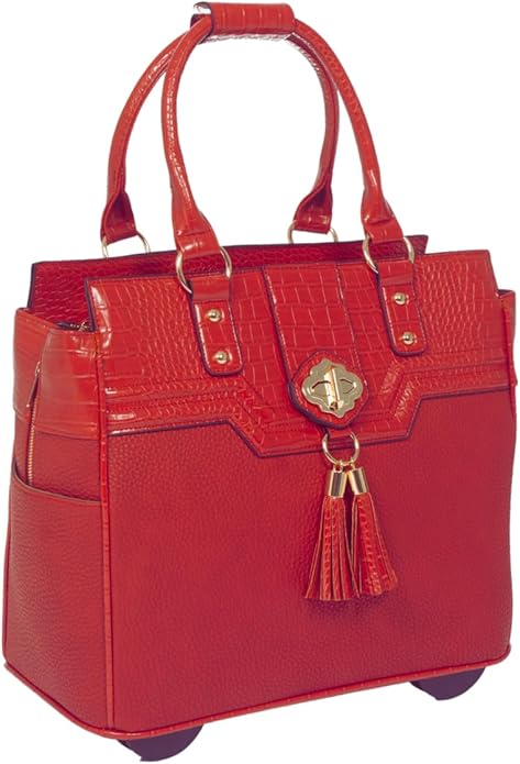 JKM and Company Alligator Compatible With Computer iPad, Laptop Tablet Rolling Tote Bag Briefcase Carryall Bag