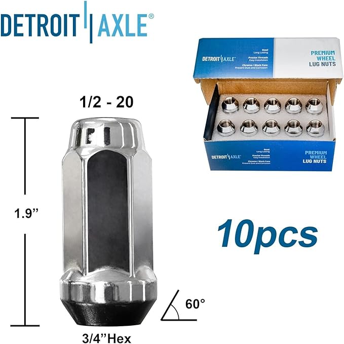 Detroit Axle - 12.99" Rear Drilled Brake Rotors Wheel Hubs + 20pc Wheel Lug Nuts Replacement for Ford Taurus Flex Edge Lincoln MKS MKT - 24pc Set