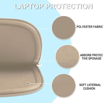 Laptop Case Sleeve 15.6 inch, Shockproof Protective Briefcase Carrying Computer Cover Bag with Accessory Pocket, Laptop Bag Compatible with MacBook, HP, Dell, Lenovo, Asus, Khaki