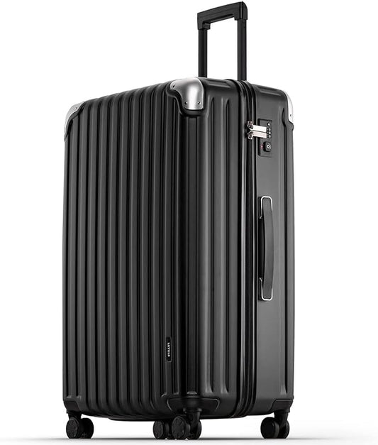 LEVEL8 Grace Luggage, 28 Inch Hardside Suitcase, Abs+Pc Harshell Spinner Luggage with Tsa Lock, Spinner Wheels, Black, 28 Inch