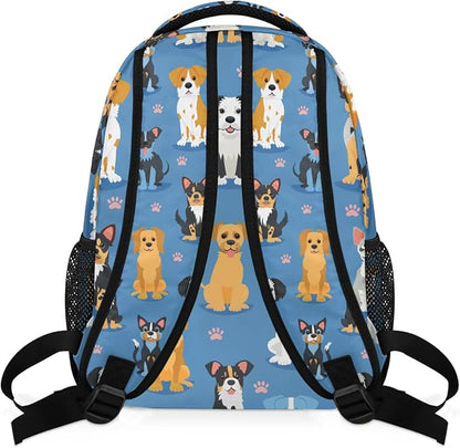 Cute Dogs Breeds Backpack for Women Men Kids 16 Inch Laptop Backpack Lightweight Travel Backpack Purse Casual Daypack School Backpacks for Girls Boys