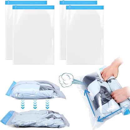 4pcs Travel Compression Bags For Packing 2 Sizes Roll Up Space Saver Bags No Vacuum or Pump Needed Packing Bag For Travel Clothing Storage Luggage Backpack
