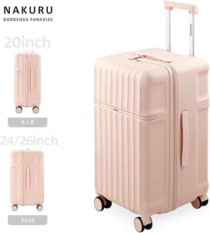 20 Inch Hardside Carry-On Luggage with Spinner Wheels, TSA Lock, Double Zippers, Thick PC Shell, Lightweight Travel Suitcase for Business, Weekend, and International Trips(Pink)