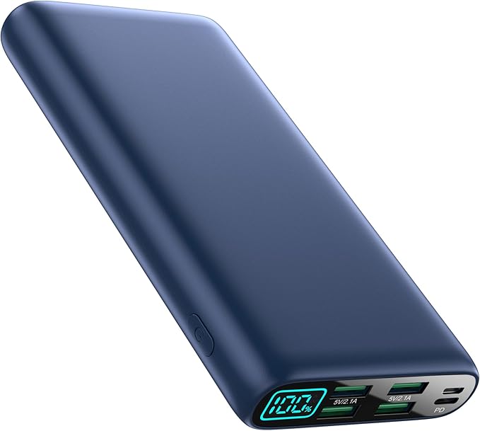 Portable Charger 38800mAh,LCD Display Power Bank,5 USB Outputs Battery Pack Backup, USB-C 3A in&out Travel Essential Portable Phone Charger For iPhone 17/16/15/14/13 Pro/12,Android Samsung Galaxy-Blue