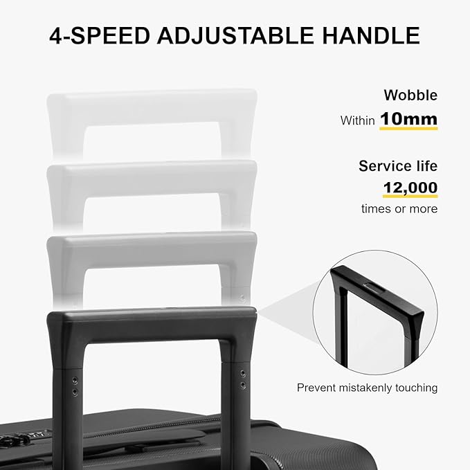 LEVEL8 Luggage Sets 2 Piece, 20/28 inch Hardshell Suitcases Sets, Lightweight Luminous Textured Hardside with Spinner Wheels, Tsa Lock, 2-Piece Set (20/28), Black