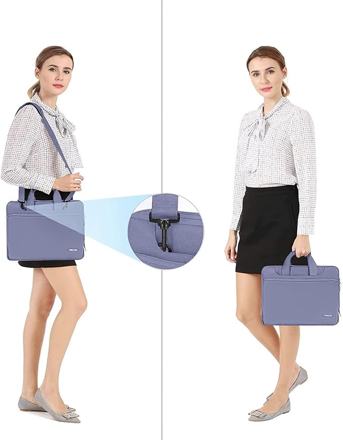 MOSISO 360 Protective Laptop Shoulder Bag Compatible with MacBook Air 15 M4 A3241 M3 A3114 M2 A2941/Pro 16 inch M4 M3 M2 M1, 15-15.6 inch Notebook,Matching Color Sleeve with Belt, Lavender Gray