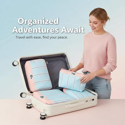 5-Piece Travel Packing Cube Set Luggage Organizer Bags for Clothes Shoes & Toiletries - Waterproof Durable Stylish Suitcase Organization (Pink)
