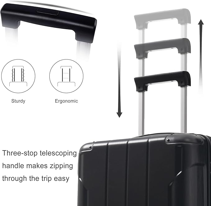 20in Carry On Luggage Hardshell Suitcase with Spinner Wheels Lightweight Lugagge Design Waterproof Durable for Travel (Black)