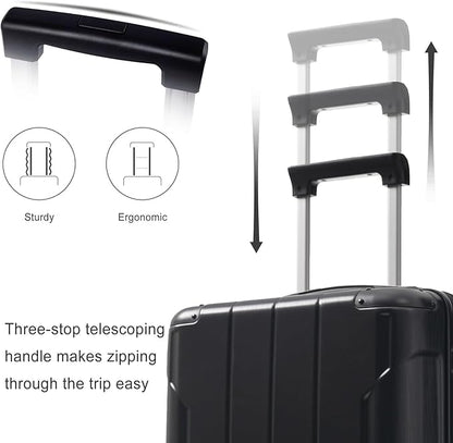 20in Carry On Luggage Hardshell Suitcase with Spinner Wheels Lightweight Lugagge Design Waterproof Durable for Travel (Black)