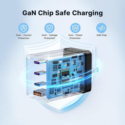 2 Pack 180W USB C Charger Block, Foldable 4-Port GaN Super Fast Charger USB C, Dual 65W Type C Charging Block, Laptop Fast Charging Adapter for MacBook Pro/Air, iPad, iPhone, Samsung Galaxy Black