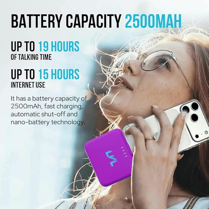 Spark Portable Charger for iPhone 17/16/15 USB C 2500mAh Power Bank with LED Indicators 2.4A Fast Charging Mini Portable Charger with Pass Through Technology LVL 25 (Purple)
