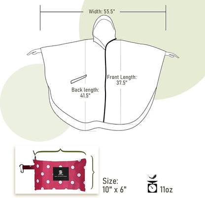 SaphiRose Unisex Rain Poncho Waterproof Raincoat Hooded for Adults Women with Pockets