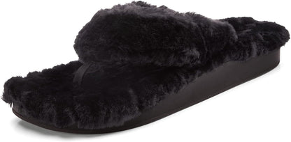 OLUKAI Kipe'a Heu Women's Sandal Slippers, Soft & Comfortable Shearling-Wrapped Straps, Durable Rubber Outsoles for All-Day Wear, Causal & Cute Everyday Style
