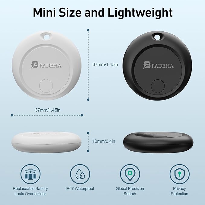 2025 [Apple MFi Certified] (iOS Only) Bluetooth Tracker Smart Finder for Apple Find My iPhone Keys Finder GPS Tracker, 5-10 Years Staying Power, Keys Finder and Item Locator for Wallet, Bags, Passport