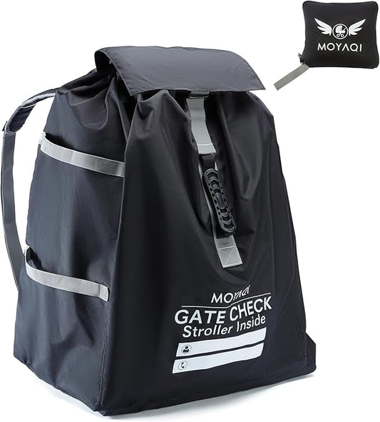 MOYAQI Stroller Travel Bag for Airplane, Gate Check Bag Backpack with Durable Nylon,Adjustable Carry Straps,Infant Carriers & Booster Seats (Black)