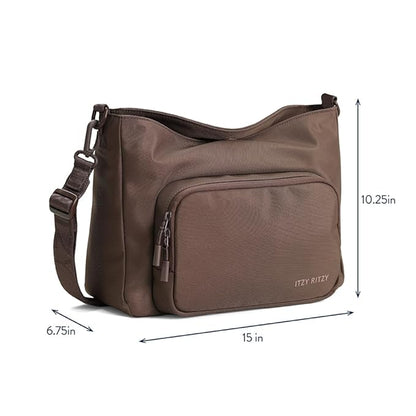 Itzy Ritzy Belong Cargo Caddy - Attaches to Stroller or Wagon; Also Includes Shoulder/Crossbody Strap (Mocha)