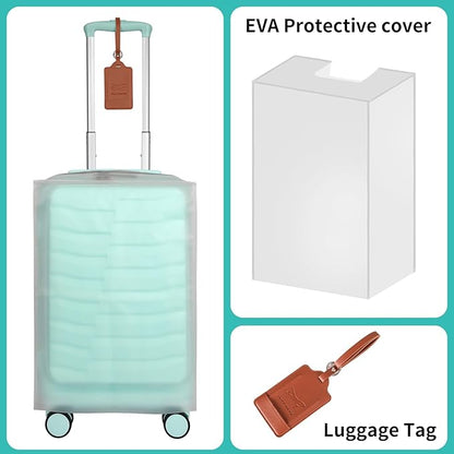 22×14×9 Airline Approved Carry On Luggage with Front Open Pocket Expandable, Spinner Wheels, ABS+PC Hardshell Small 20inch Suitcase with Protective Cover and Luggage Tag, Mint Green