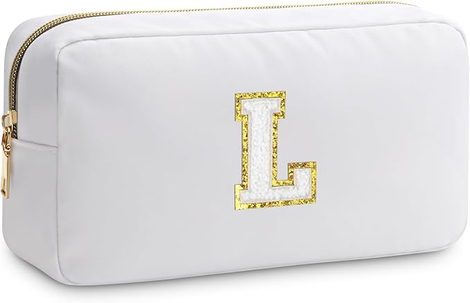 Initial L Makeup Bags Initial Letter A-Z Cosmetic Bag for Women Friends Daughter Sister Mom Inspirational Gifts Travel Toiletry Bag Christmas Birthday Gifts for Her Bridesmaid Bff Makeup Pouch L