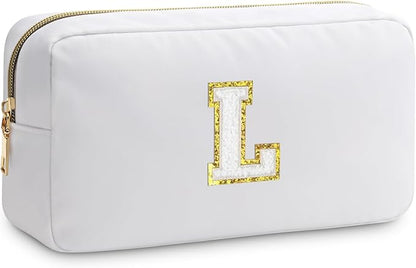 Initial L Makeup Bags Initial Letter A-Z Cosmetic Bag for Women Friends Daughter Sister Mom Inspirational Gifts Travel Toiletry Bag Christmas Birthday Gifts for Her Bridesmaid Bff Makeup Pouch L