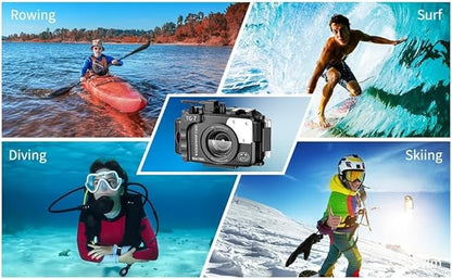 Sea frogs Camera Housing Compatible with Olympus TG7, with Red Filter and Signal Lamp, Waterproof IPX8 Rated, 60m/197ft Depth Protection Underwater Camera Case, White