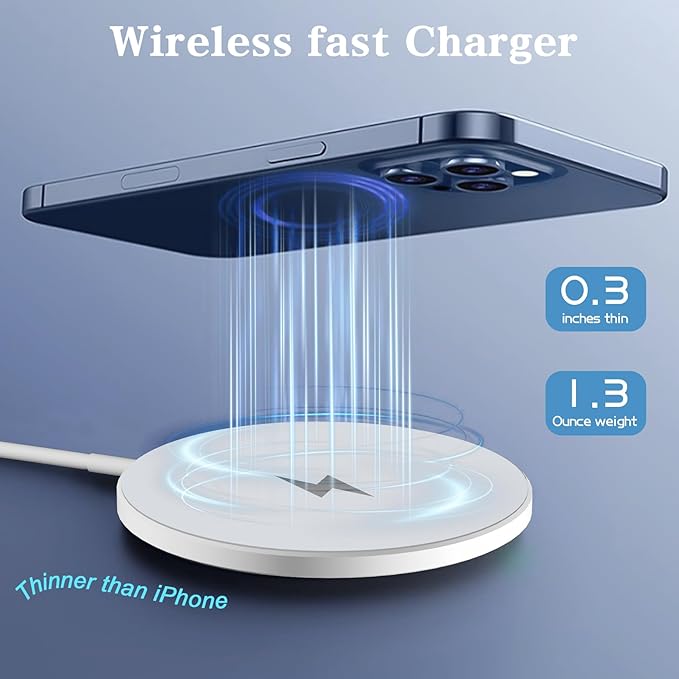Magnetic Wireless Charger 10FT 2Pack Apple Magsafe Charger,Fast Mag-Safe Charging Wireless iPhone Charger Pad with Charging Plug for iPhone 16Pro Max/16Pro/16Plus/15Pro Max/15/14/13/12/AirPods3/Pro 2